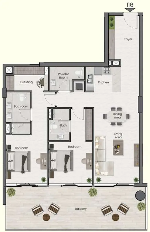 2 BR layout at Saddlewood Park