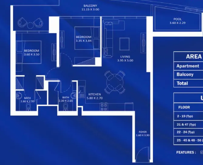 2 BR layout at Fashionz