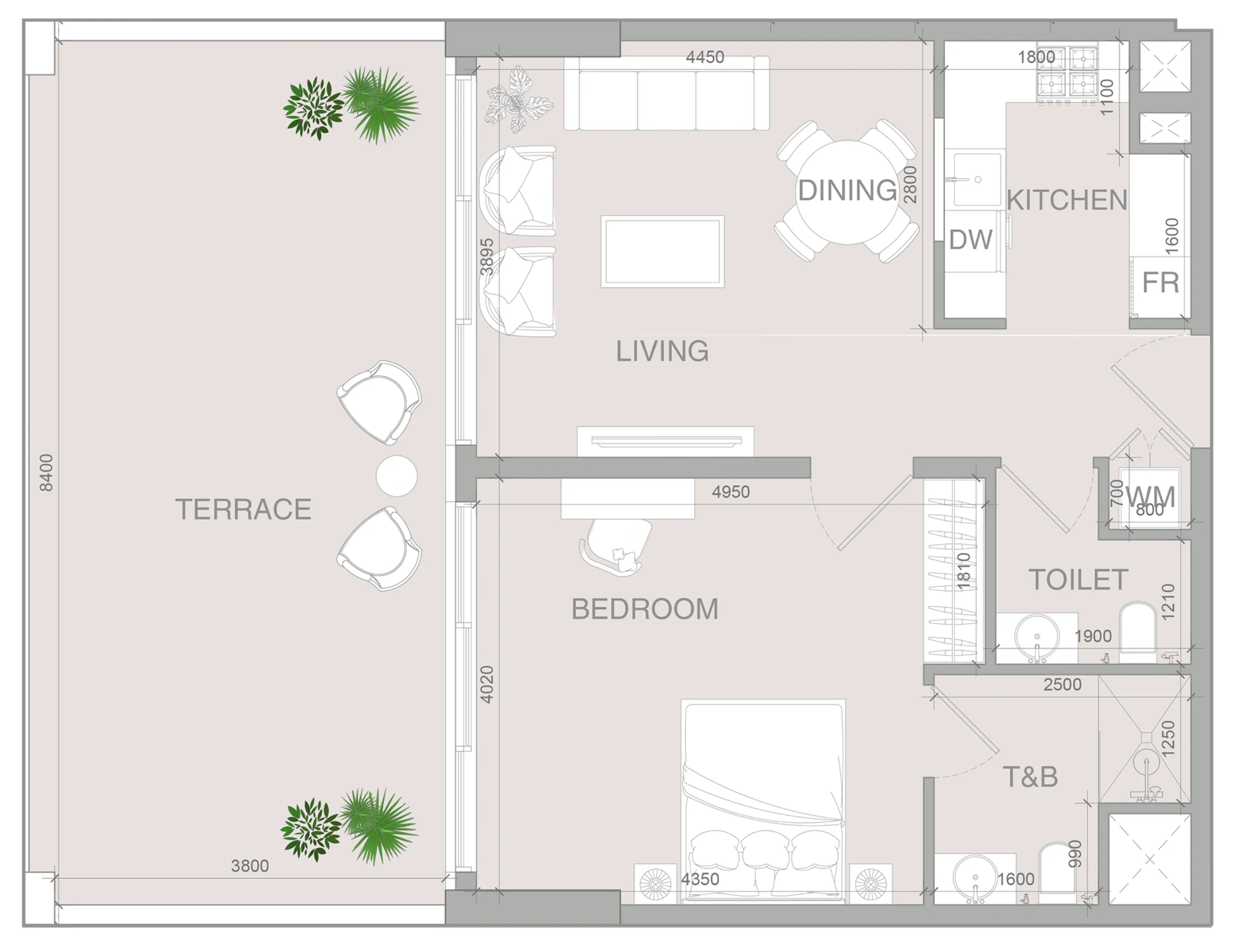 1 BR layout at VERDAN1A 4