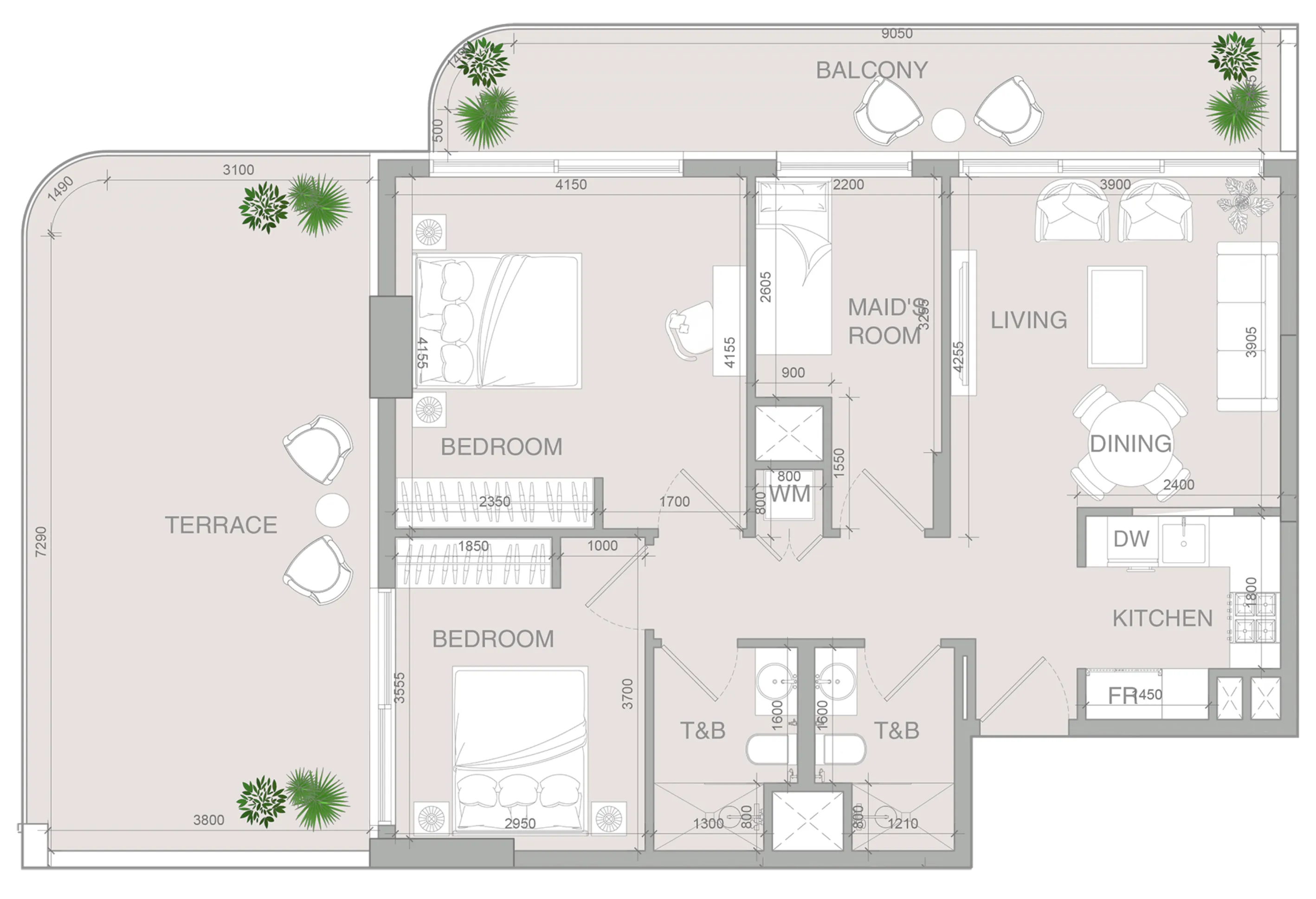2 BR layout at VERDAN1A 4