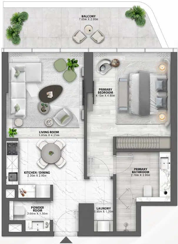 1 BR layout at Passo by Beyond