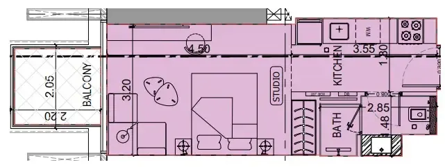 0 BR layout at Binghatti Luxuria