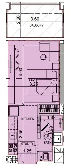 0 BR layout at Binghatti Titania