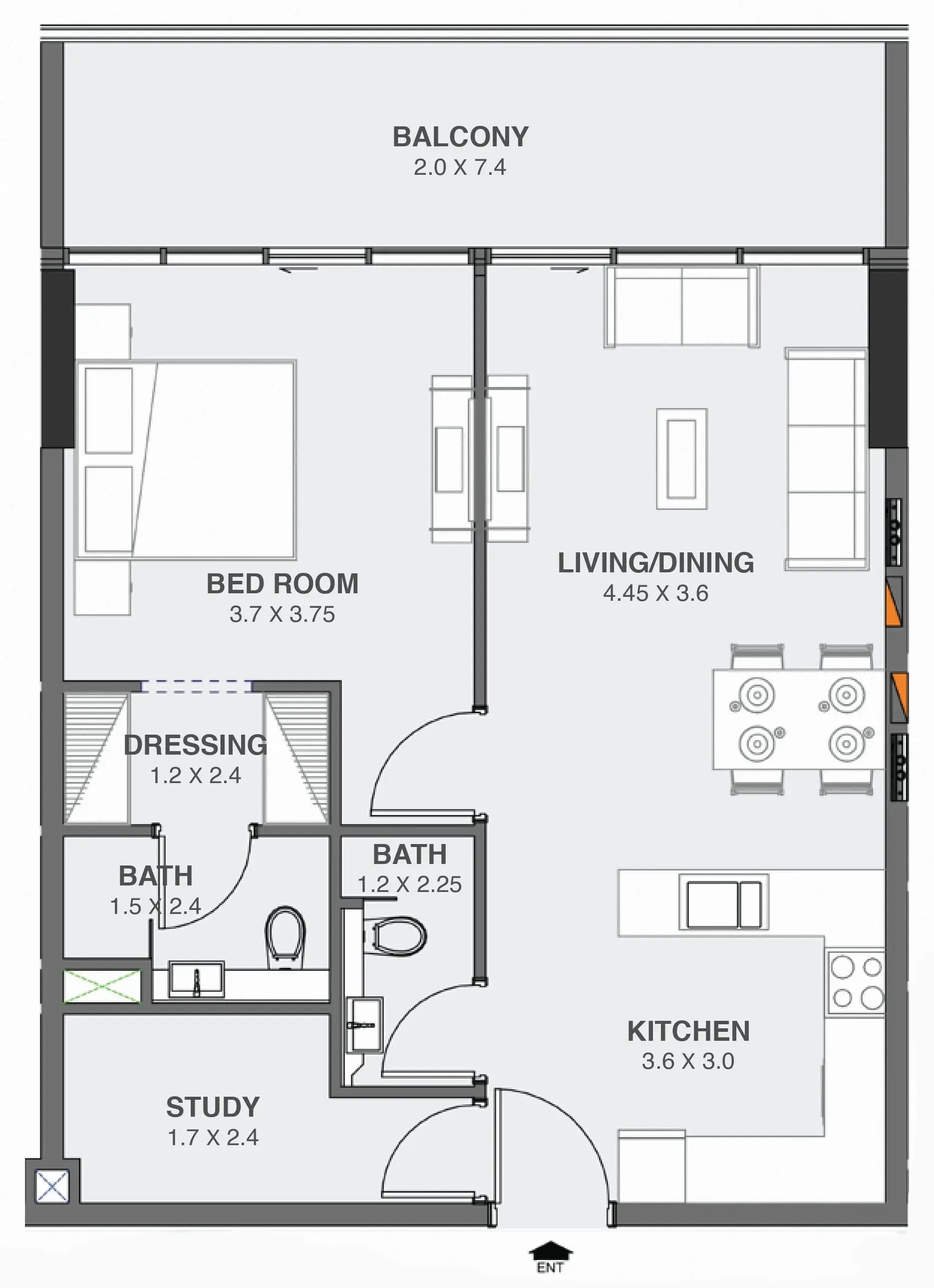 1 BR layout at Floarea Oasis