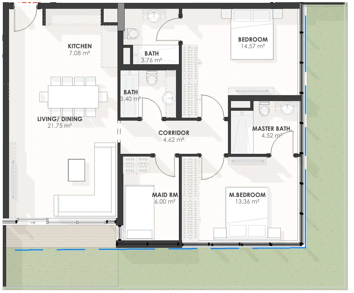 3 BR layout at Amazonia Residence