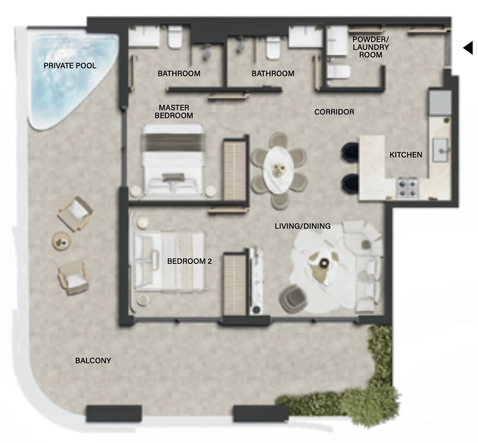 2 BR layout at Weybridge Gardens 4