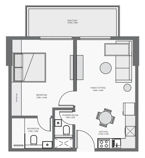 1 BR layout at Equiti Gate