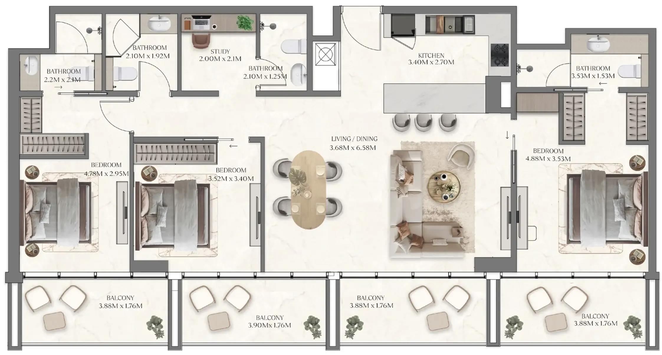3 BR layout at The Collection at Taiyo