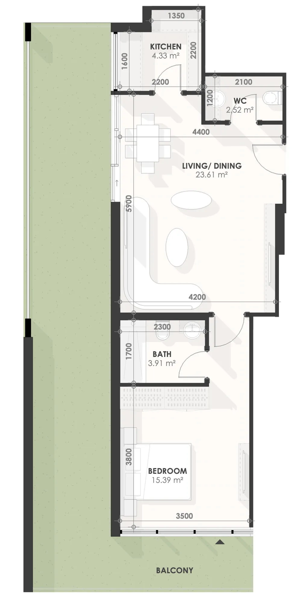 1 BR layout at Amazonia Residence
