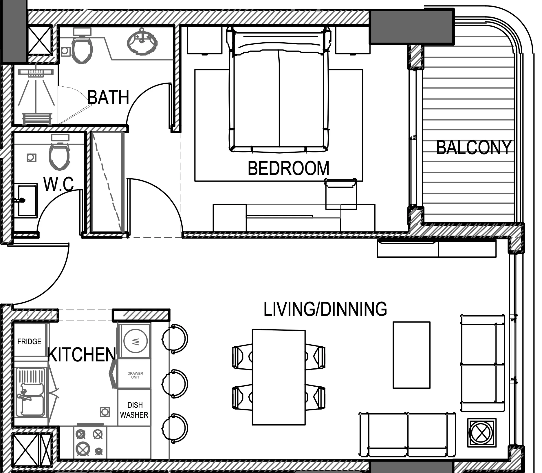 1 BR layout at Urban Life