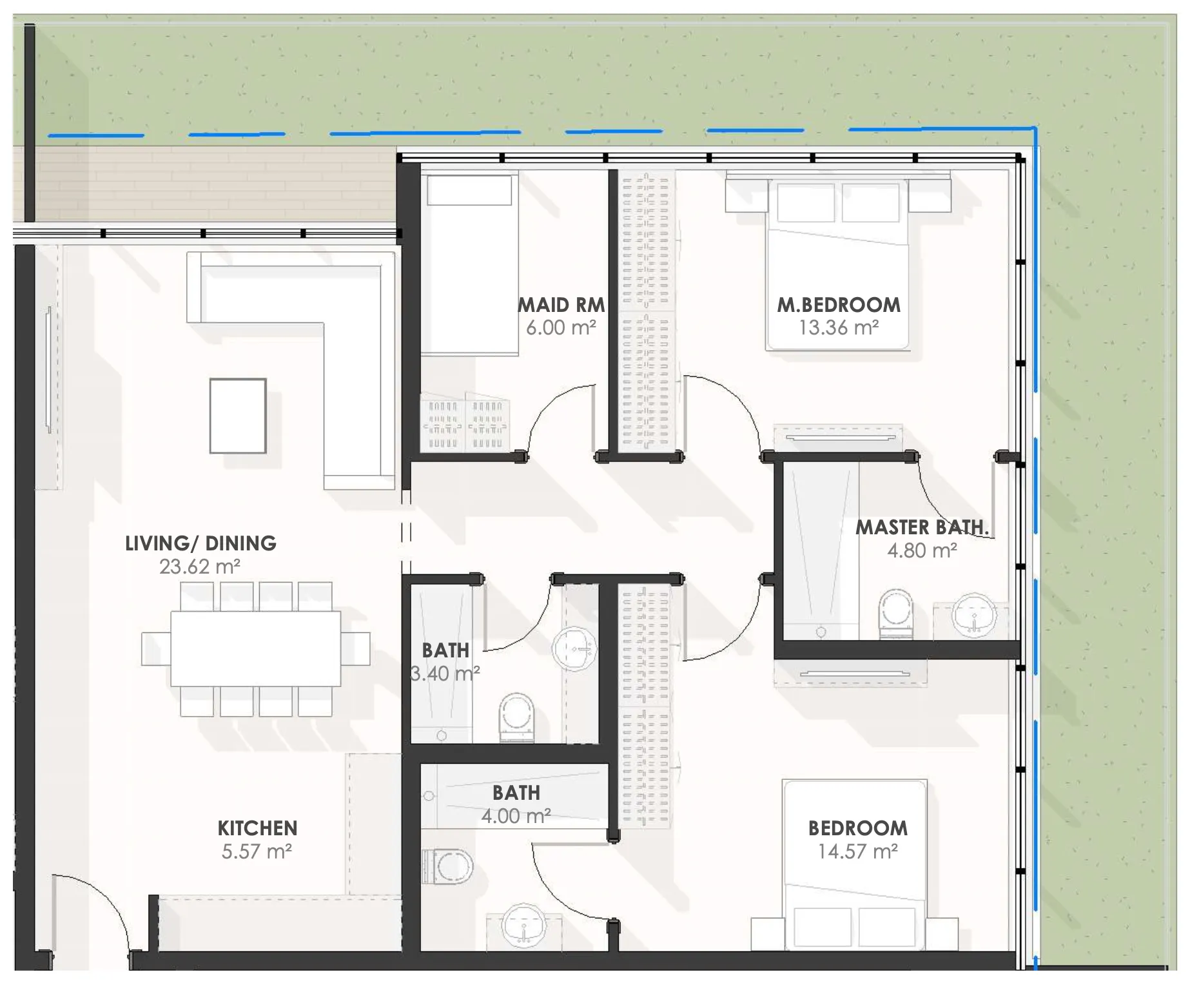 2 BR layout at Amazonia Residence