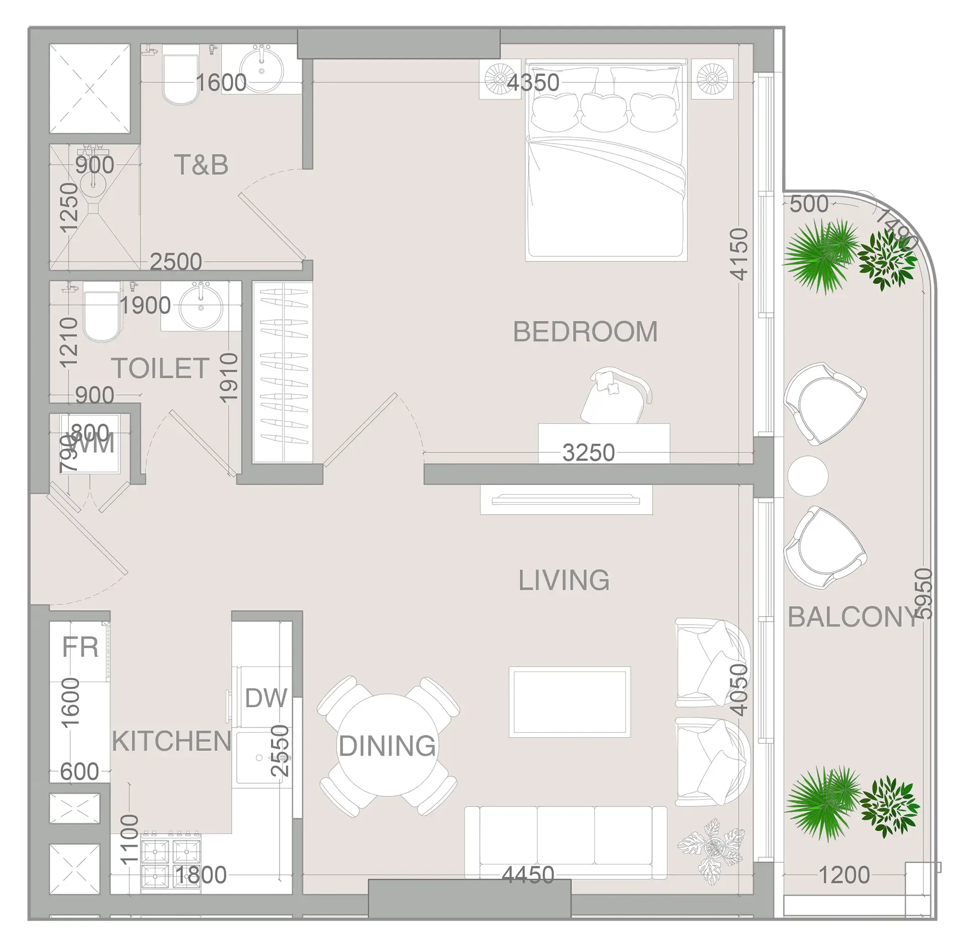 1 BR layout at VERDAN1A 4