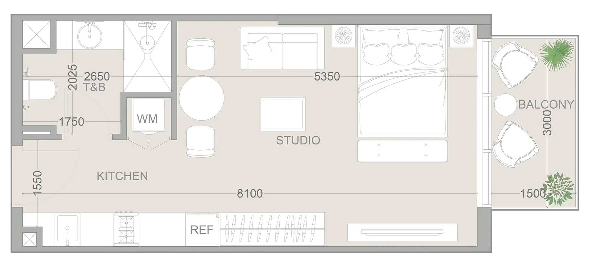 0 BR layout at 1WOOD Residence 2
