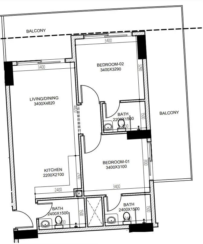 2 BR layout at Astra South