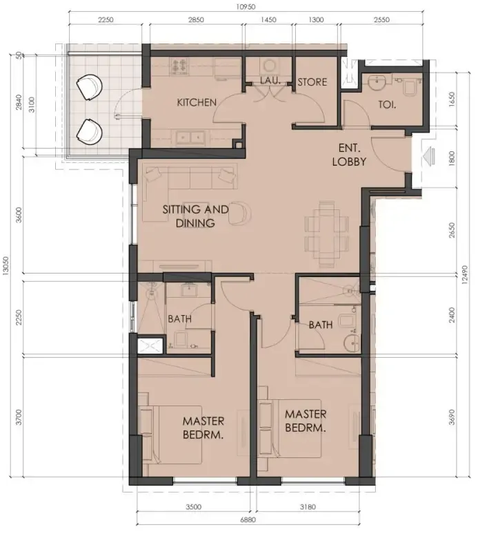 2 BR layout at Living Legends Phase 5
