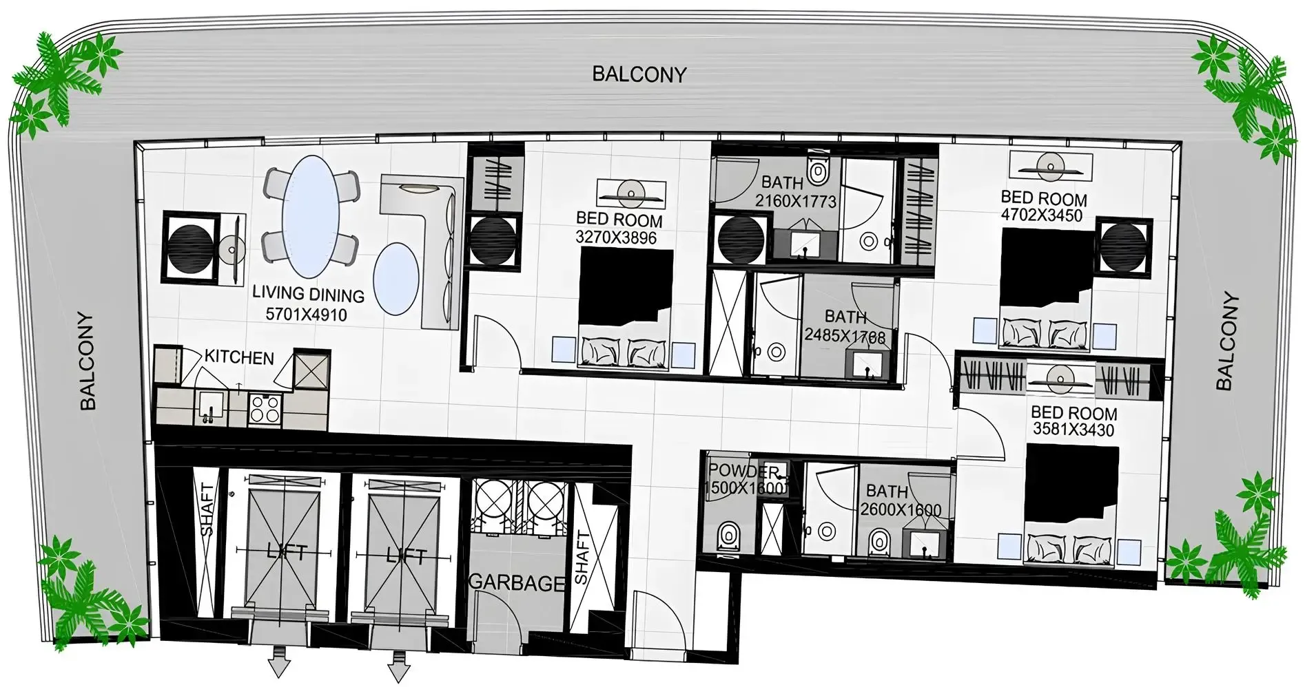3 BR layout at The Community Sports Arena