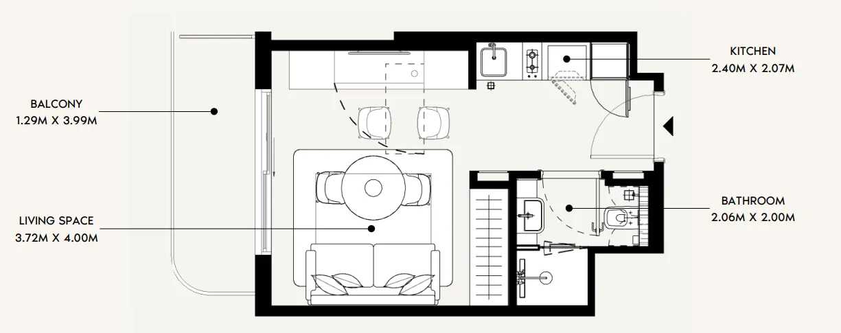 0 BR layout at Azizi David