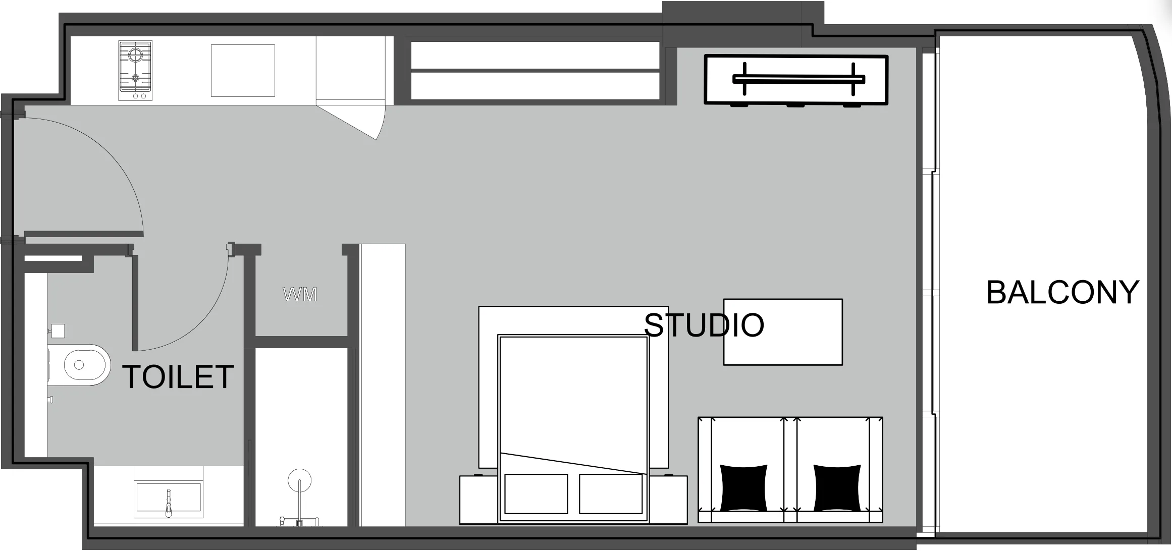 0 BR layout at The Boulevard