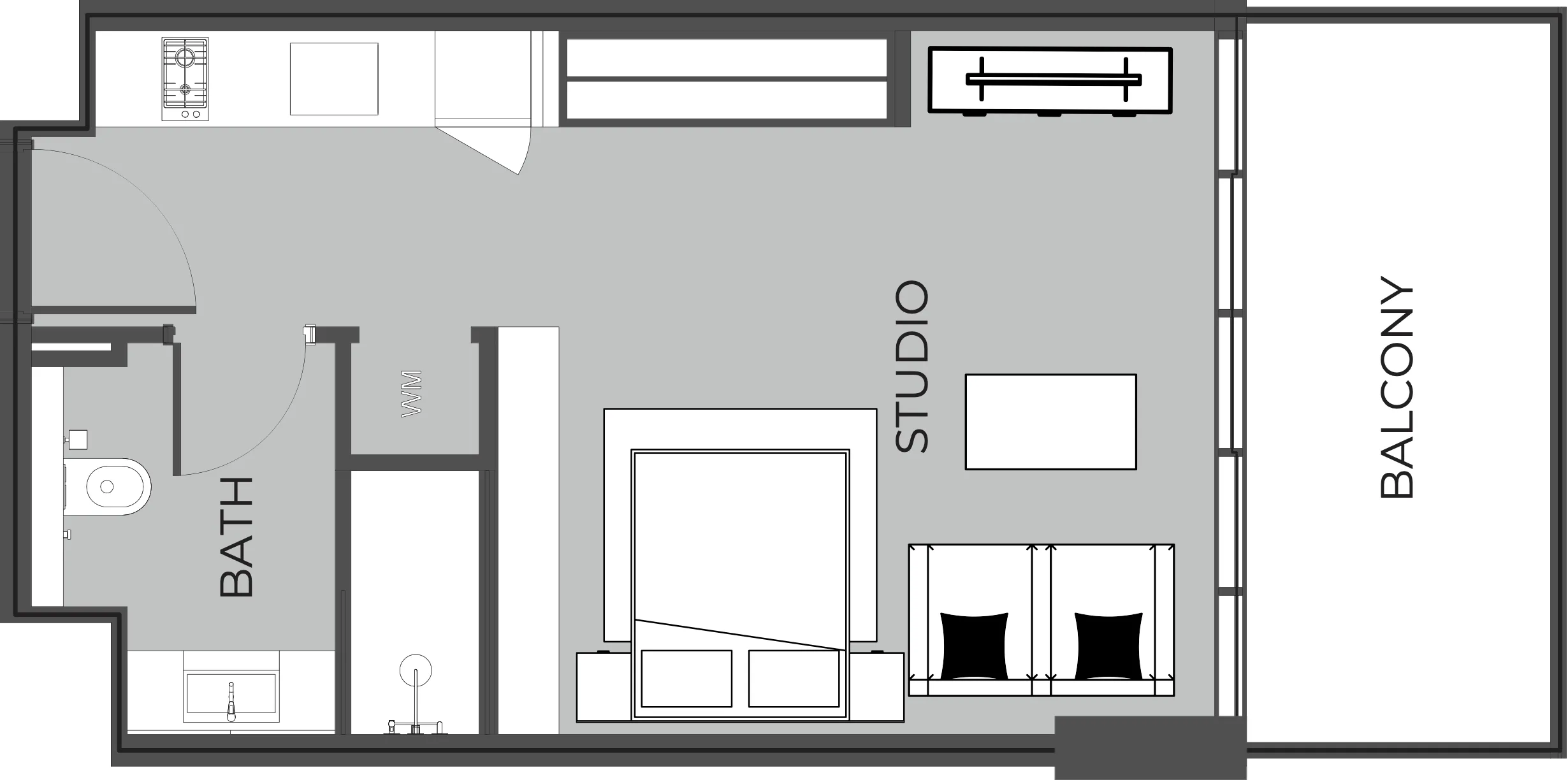 0 BR layout at The Boulevard