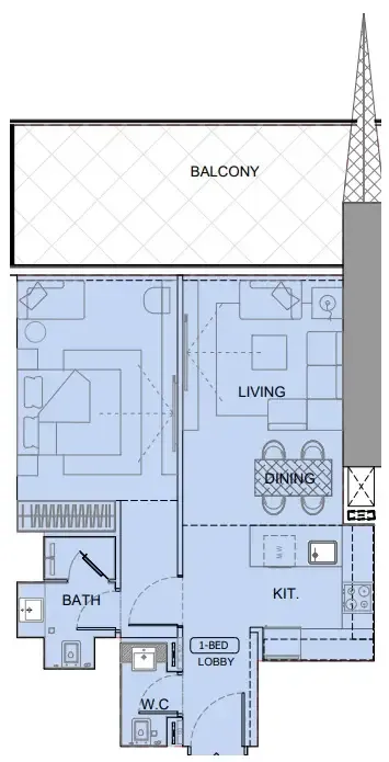 1 BR layout at One by Binghatti