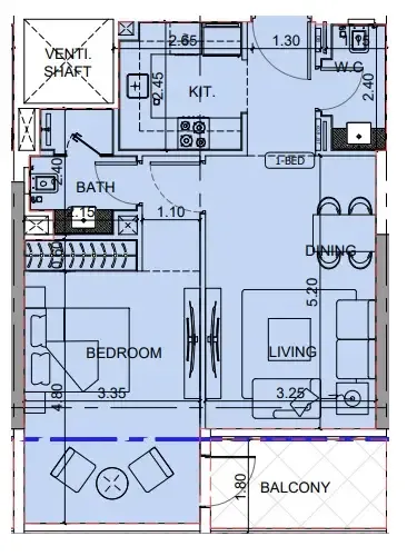 1 BR layout at Binghatti Cullinan