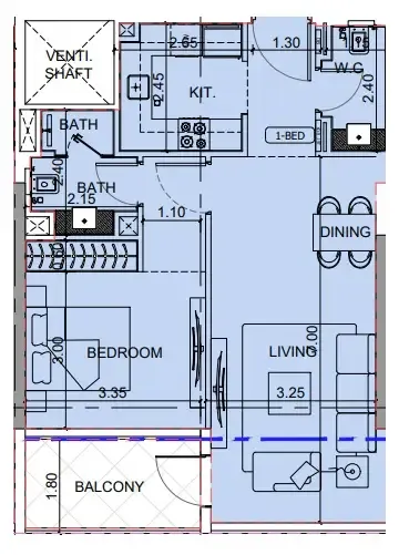 1 BR layout at Binghatti Cullinan