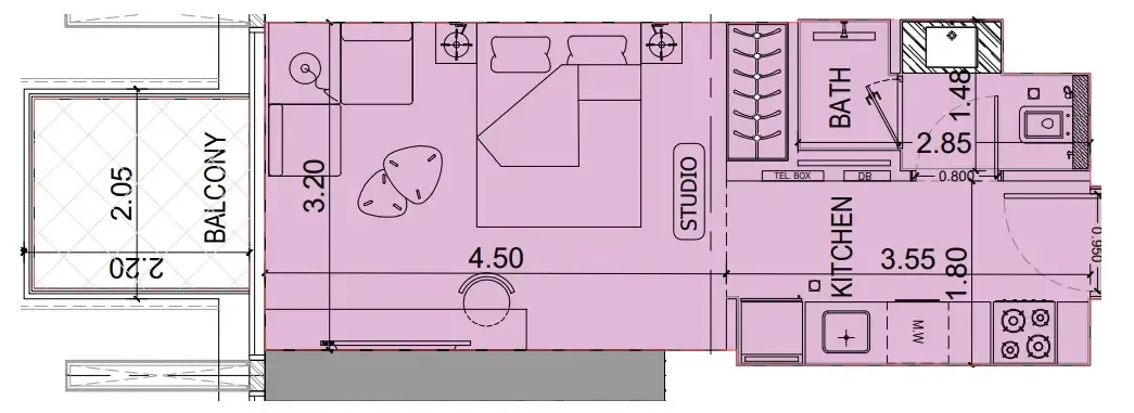 0 BR layout at Binghatti Luxuria