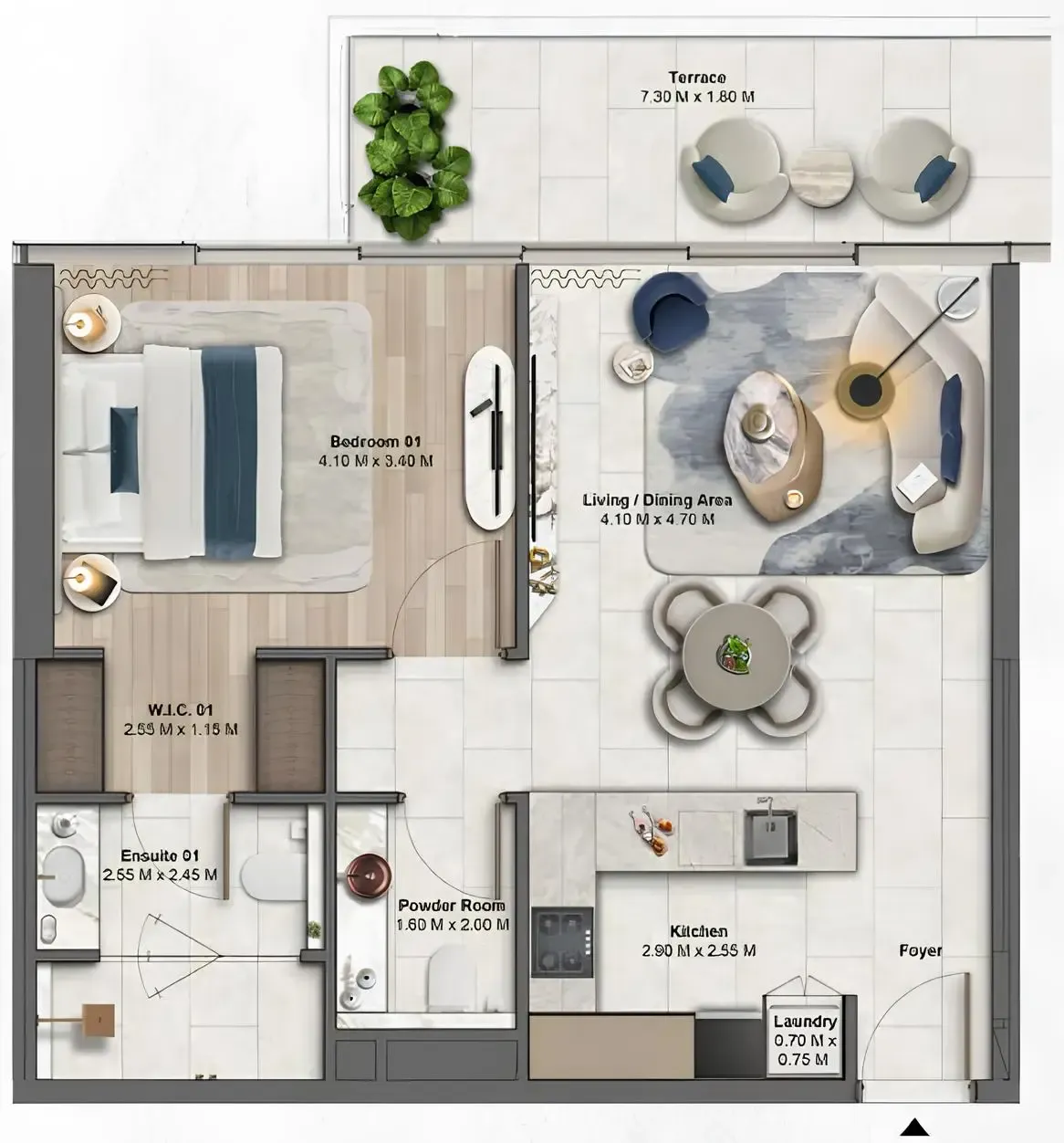 1 BR layout at Soulever by Beyond