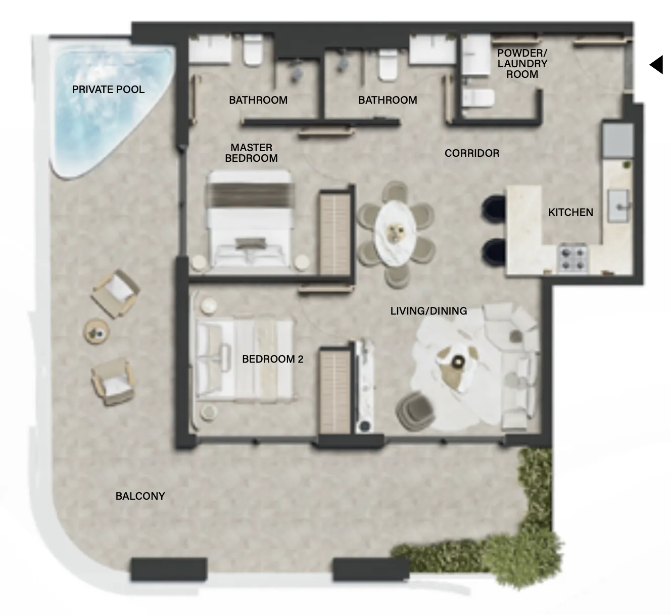 2 BR layout at Weybridge Gardens 4