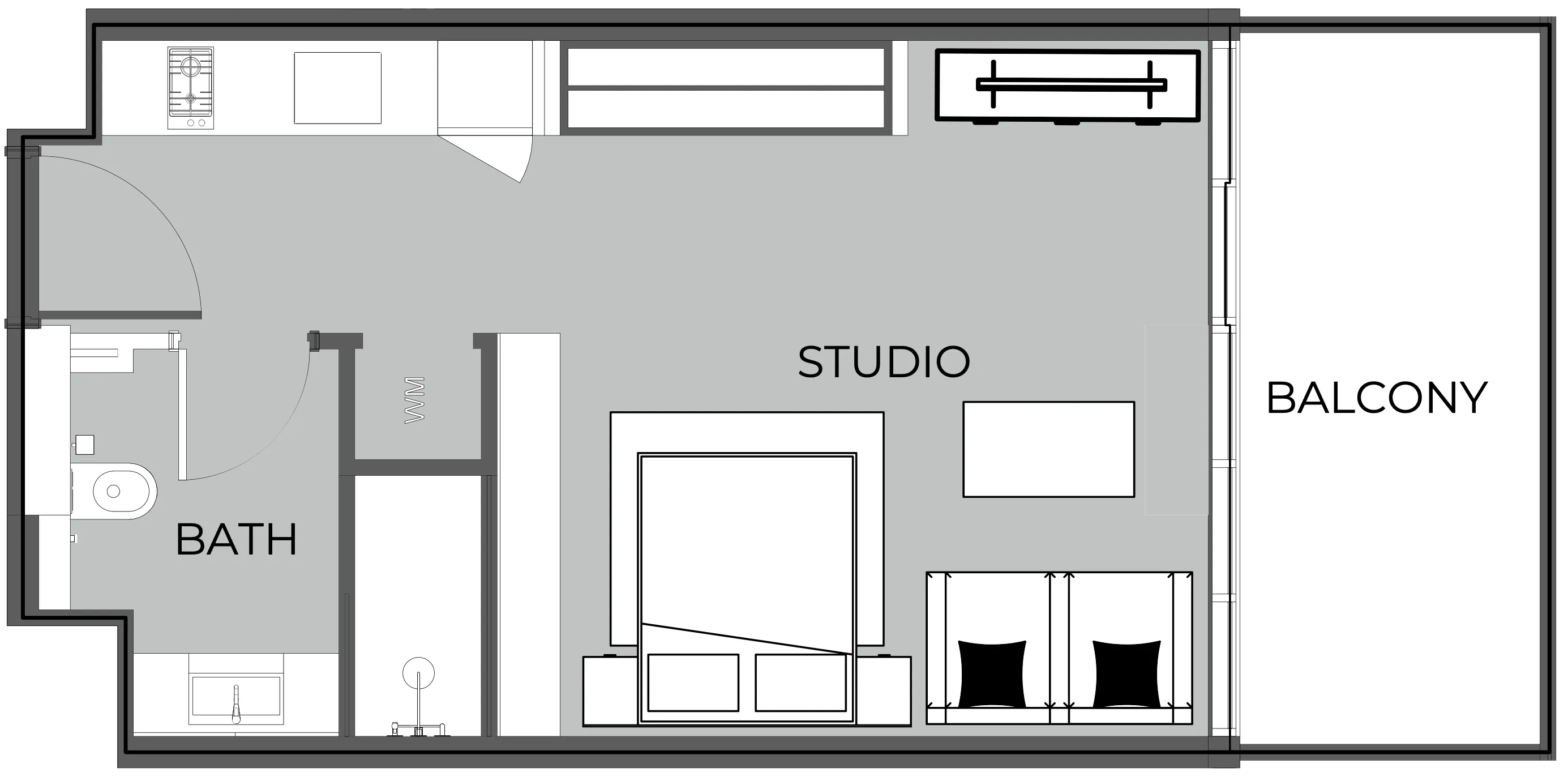 0 BR layout at The Boulevard