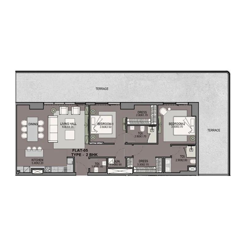 2 BR layout at Helvetia Residences