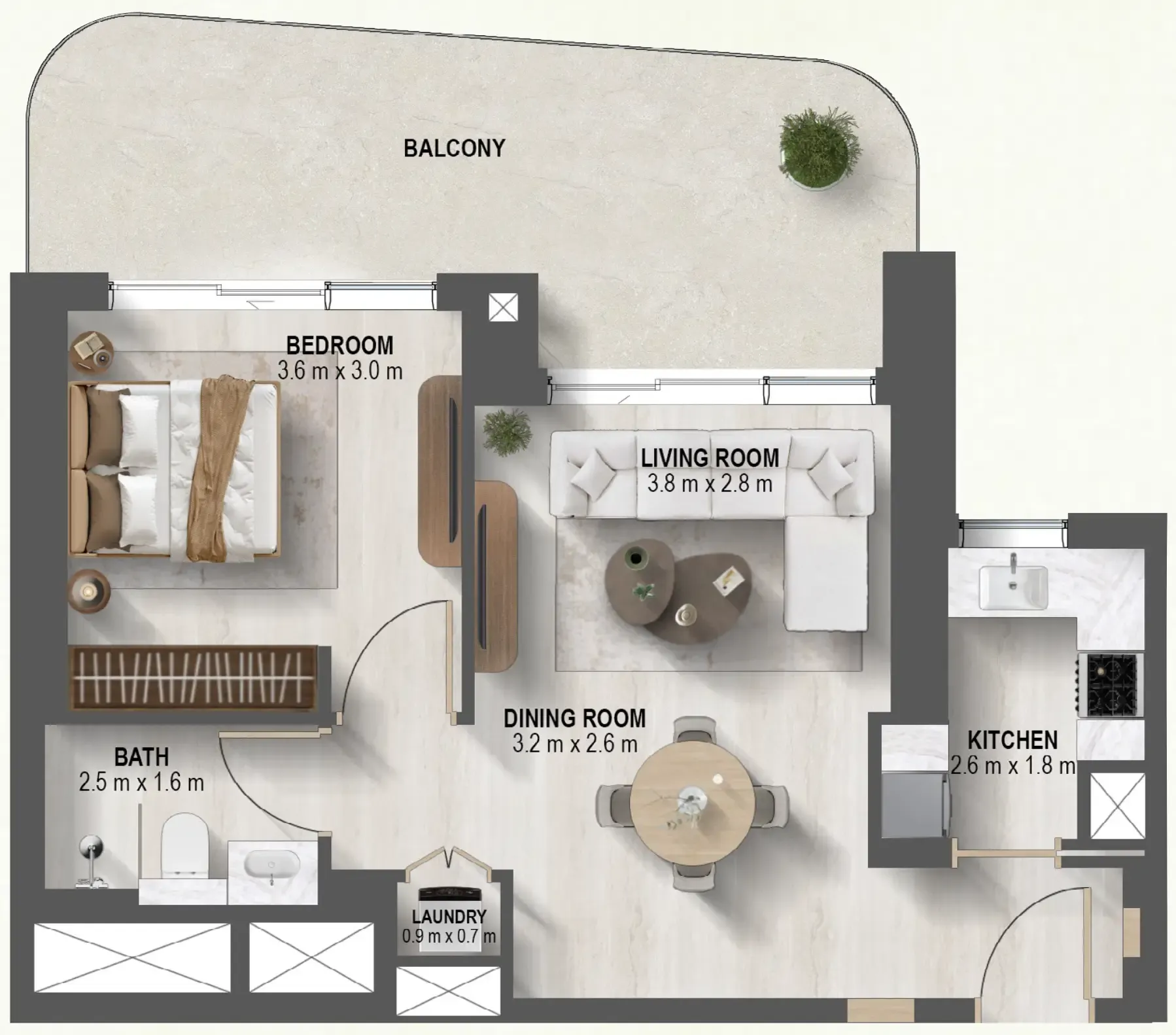 1 BR layout at Sanctuary