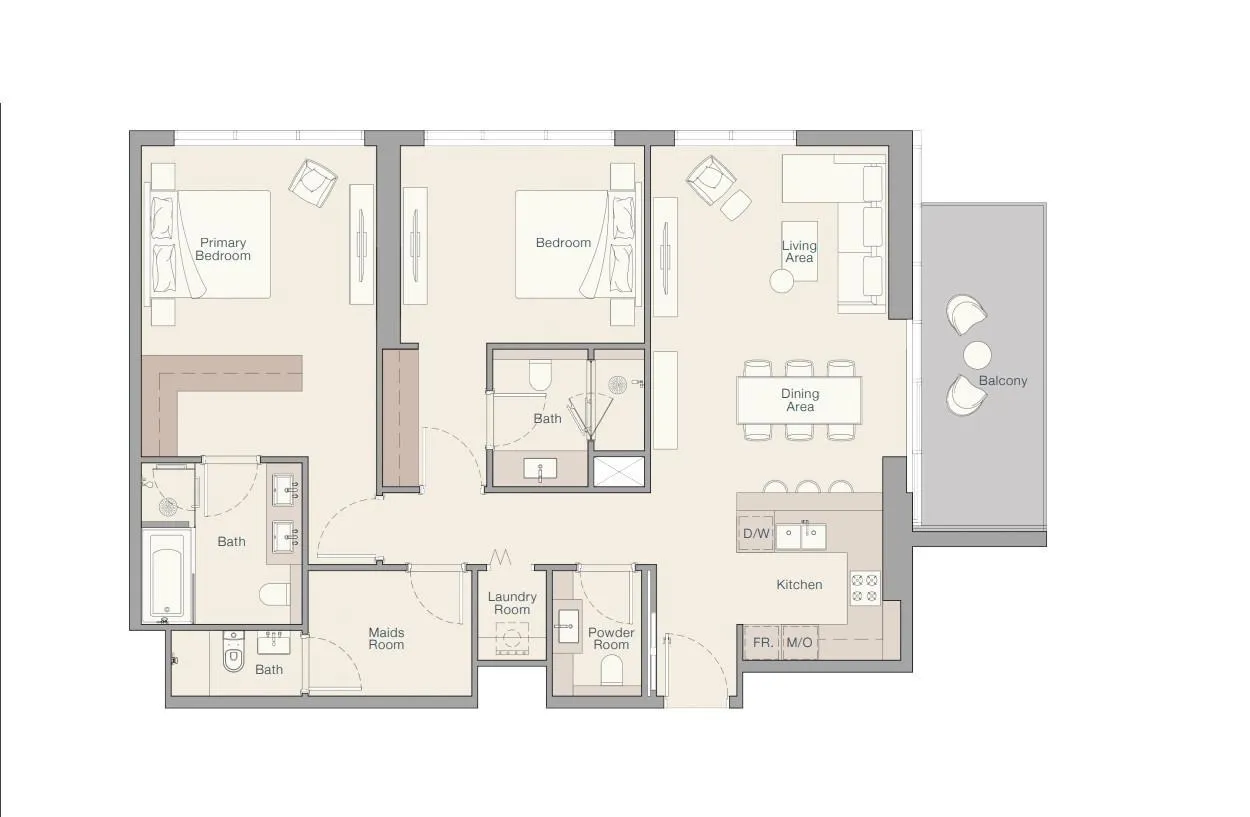 2 BR layout at The Quayside
