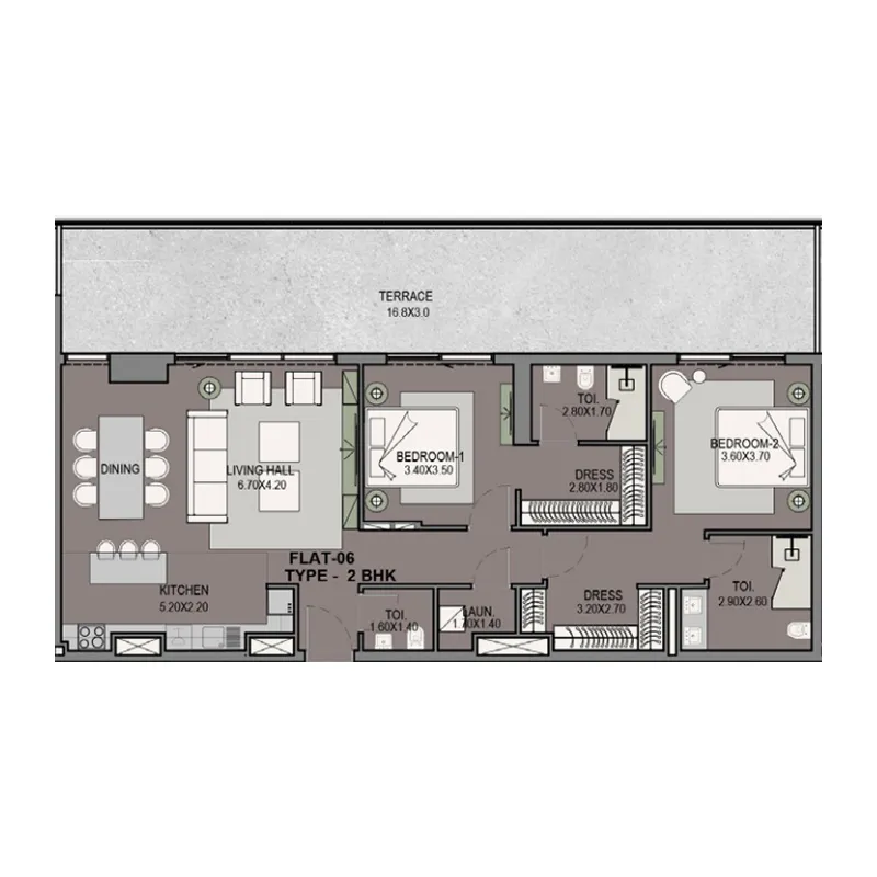 2 BR layout at Helvetia Residences