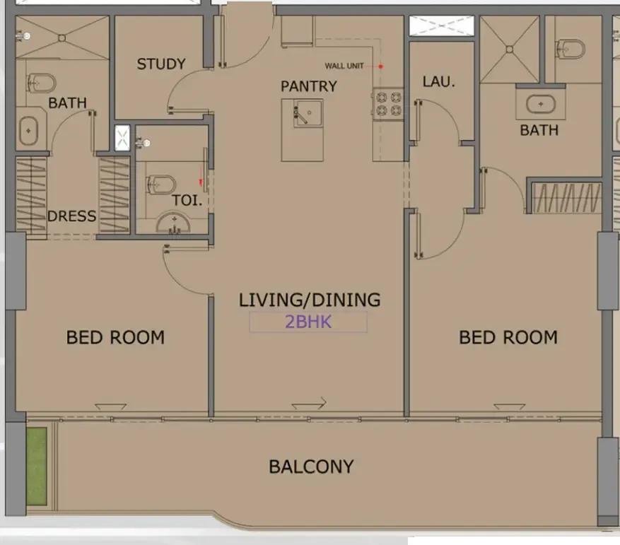 2 BR layout at Floarea Skies