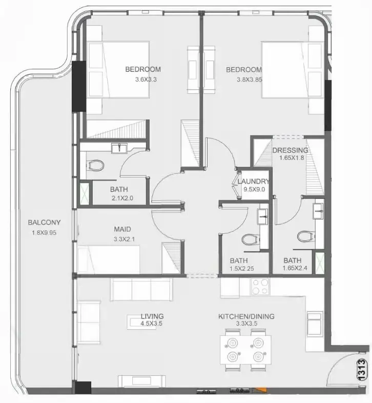 2 BR layout at Floarea Oasis