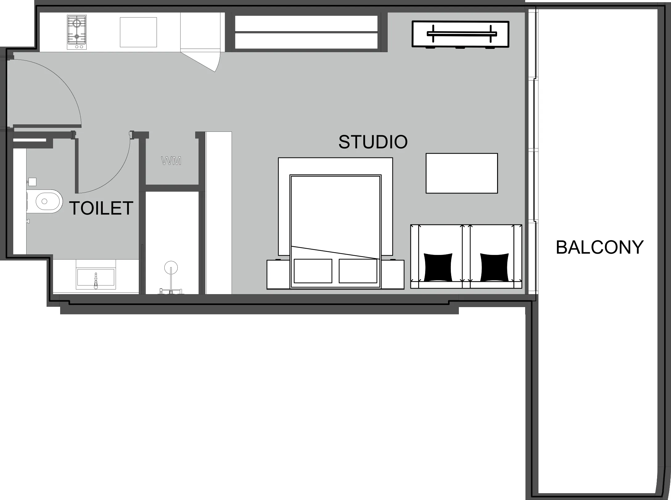 0 BR layout at The Boulevard