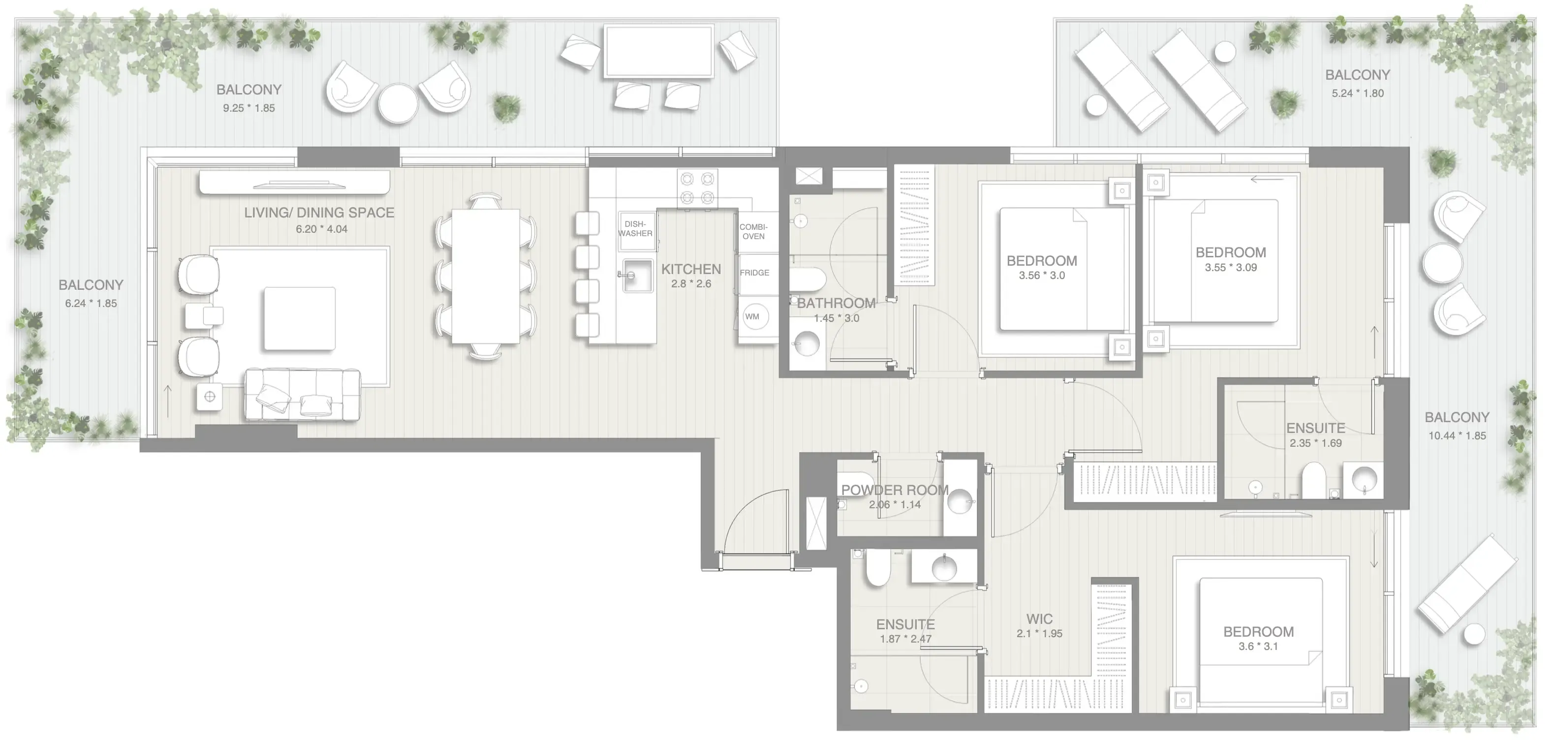 3 BR layout at Sol Levante