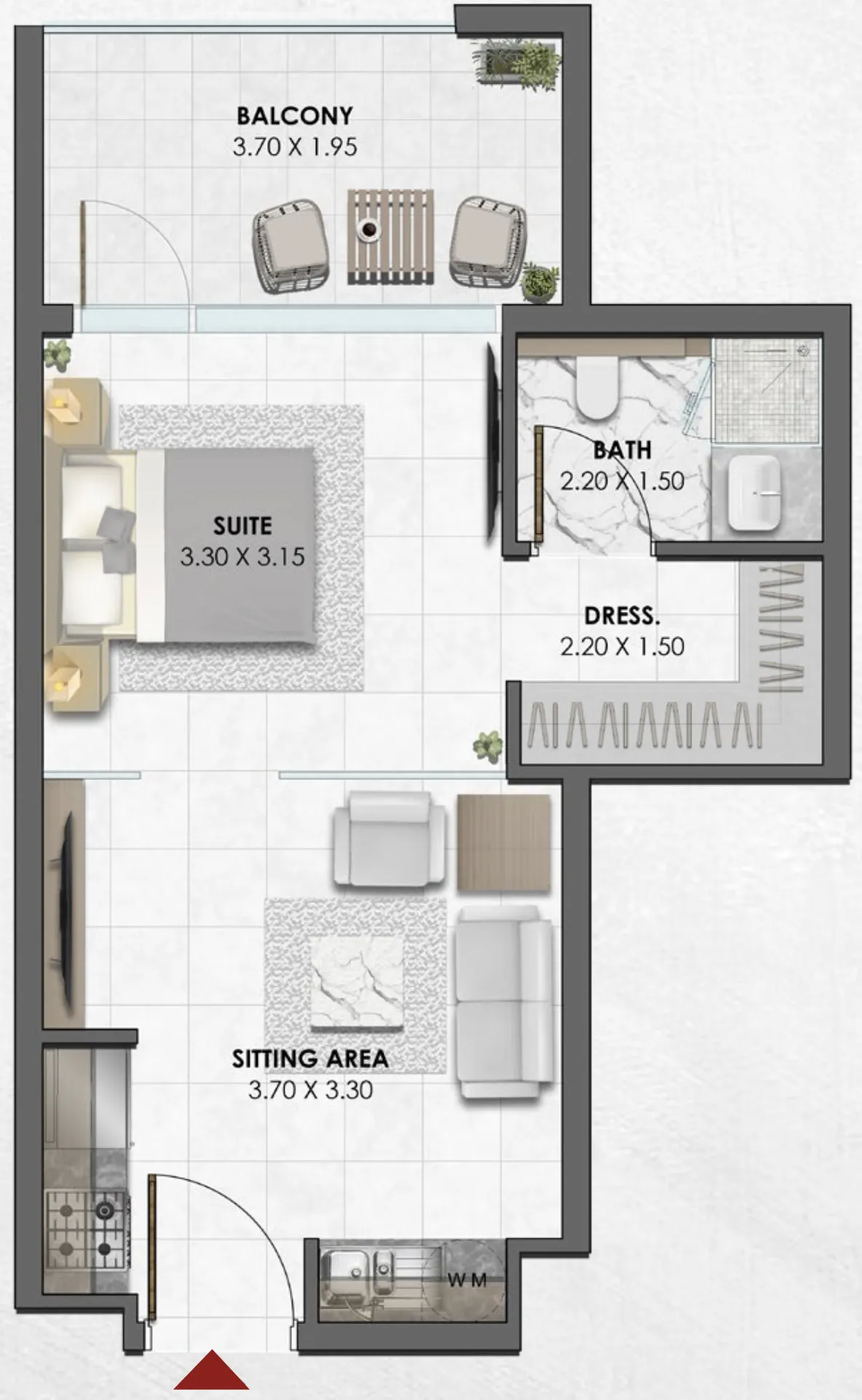 0 BR layout at Waref Residences