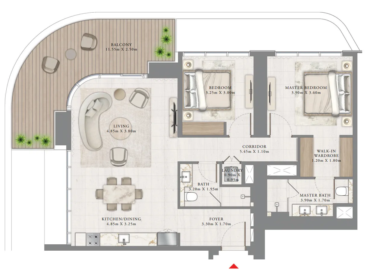 2 BR layout at Bayview by Address Resorts