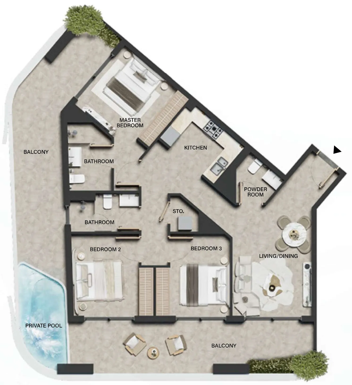 3 BR layout at Weybridge Gardens 5