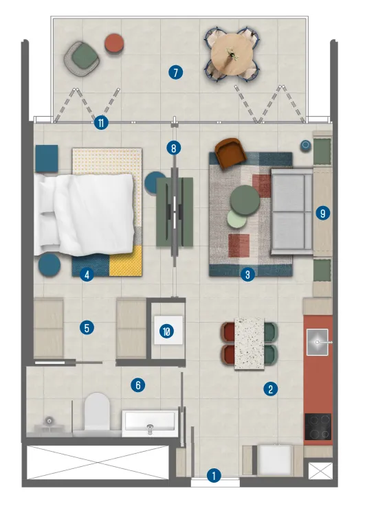 1 BR layout at Rove Home Marasi Drive