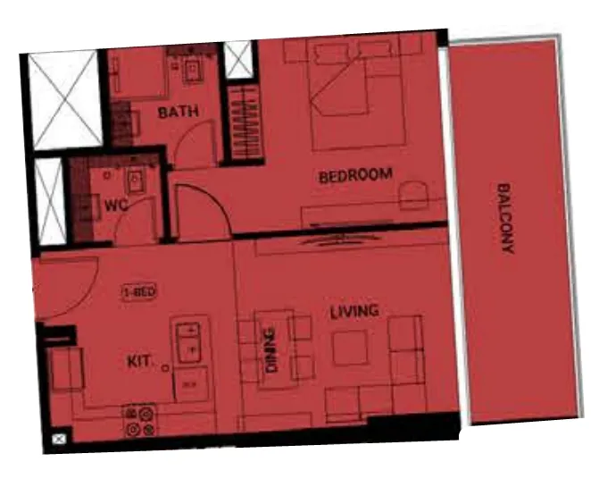 1 BR layout at Binghatti Ruby