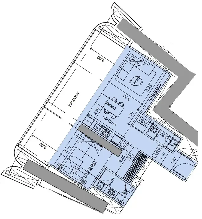 1 BR layout at Vision Iconic