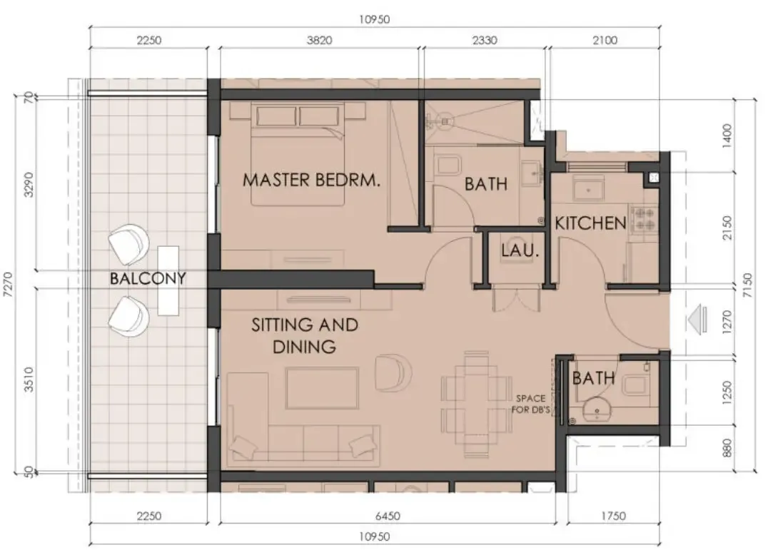 1 BR layout at Living Legends Phase 5