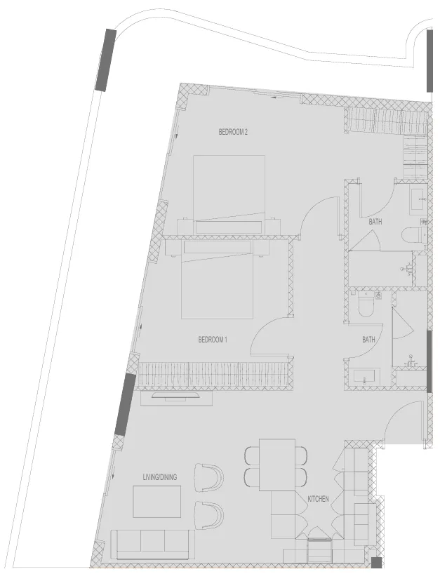 2 BR layout at Hadley Heights 2