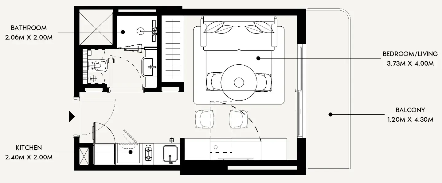 0 BR layout at Azizi David