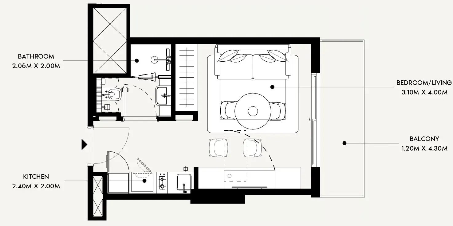 0 BR layout at Azizi David
