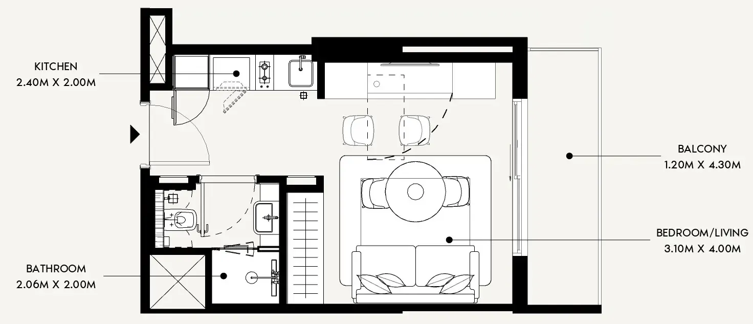 0 BR layout at Azizi David