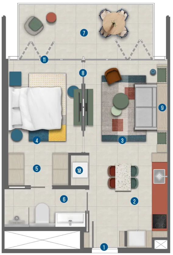 1 BR layout at Rove Home Marasi Drive